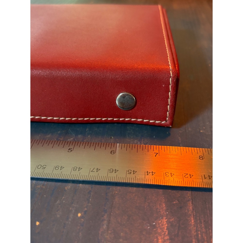 Red Leather Jewelry Travel Case 12 Compartment Velvet Lining Organizer Box - Picture 5 of 8